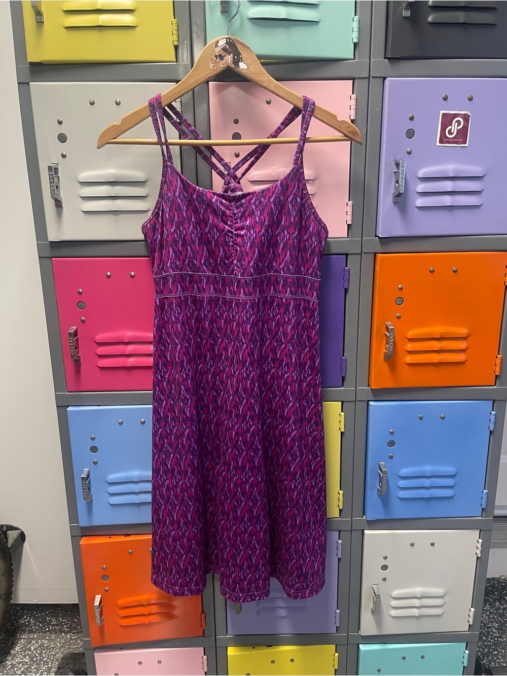Marmot Purple Patterned Sundress with Crisscross Straps, M